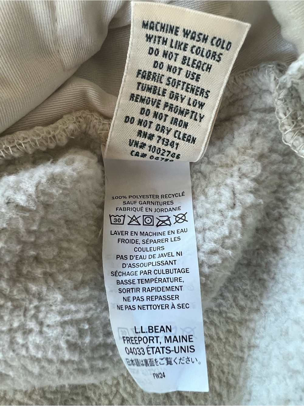 L.L. Bean Women's Sweater Fleece Half-Zip Pullover Size M Oatmeal Gold Trim - Picture 6 of 6